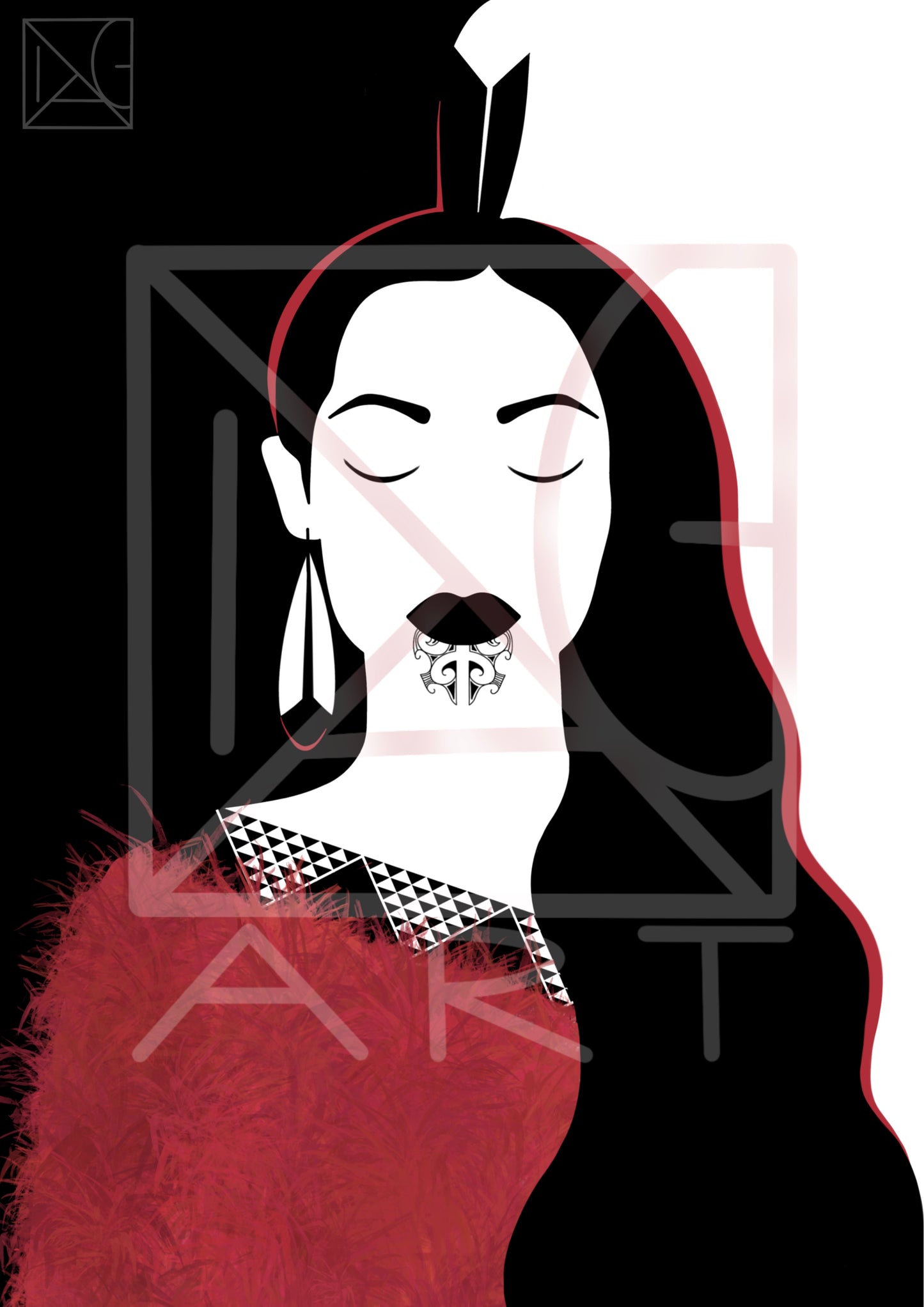 Wahine 2 whero digital print